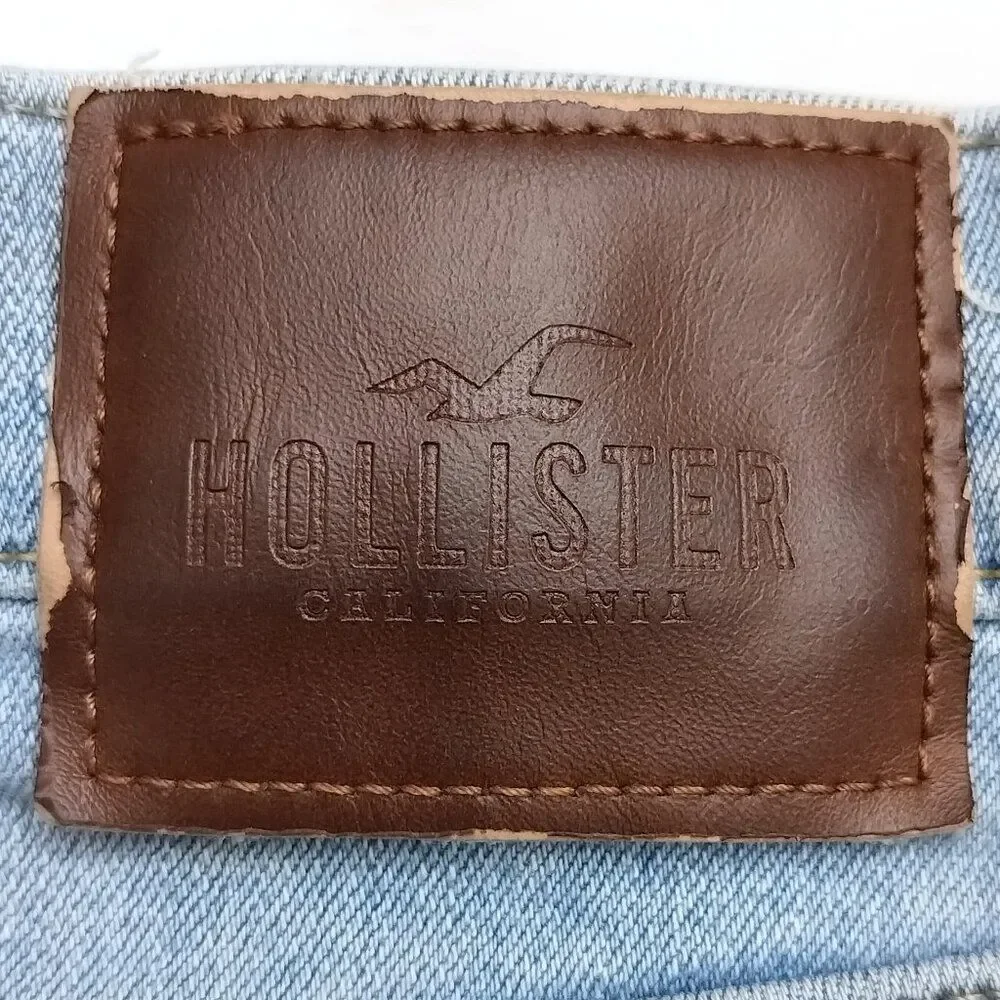 HOLLISTER Distressed Jeans Slim Straight Epic Flex Light Wash Denim Mens 30 x 32